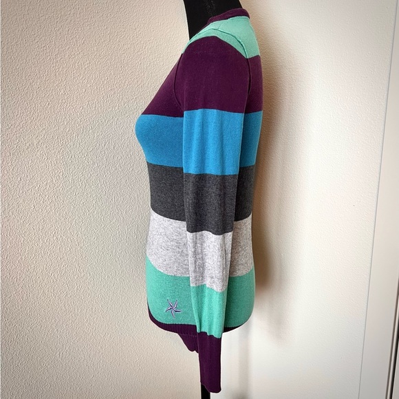 • Nollie Part Cashmere V-neck Striped Sweater • - Picture 3 of 7